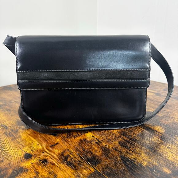 Gucci Vintage Black Leather Box Shoulder Bag - Picture 1 of 16
